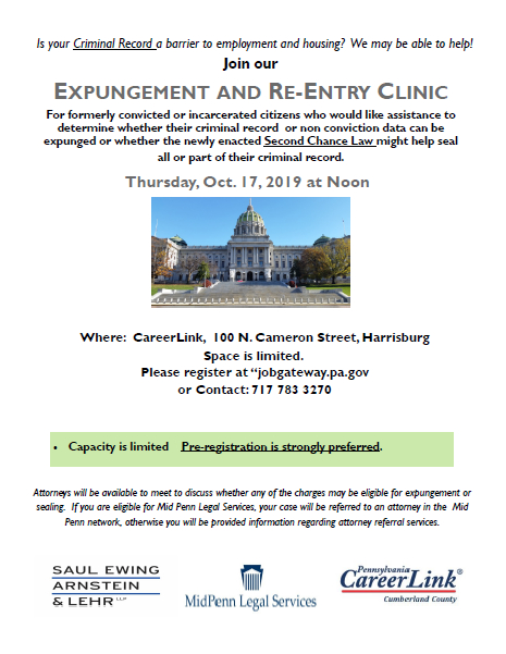 Expungement and Re-Entry Clinic Flyer